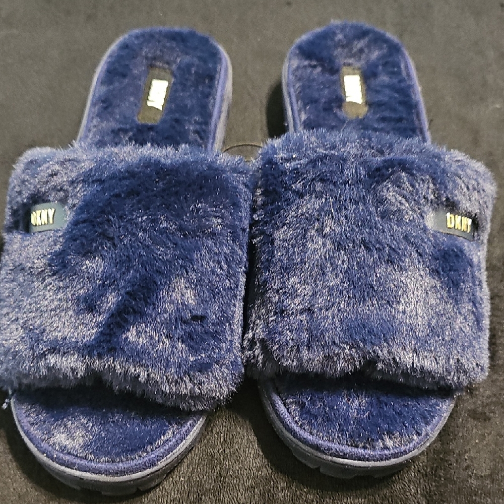DKNY Plush Navy Slippers